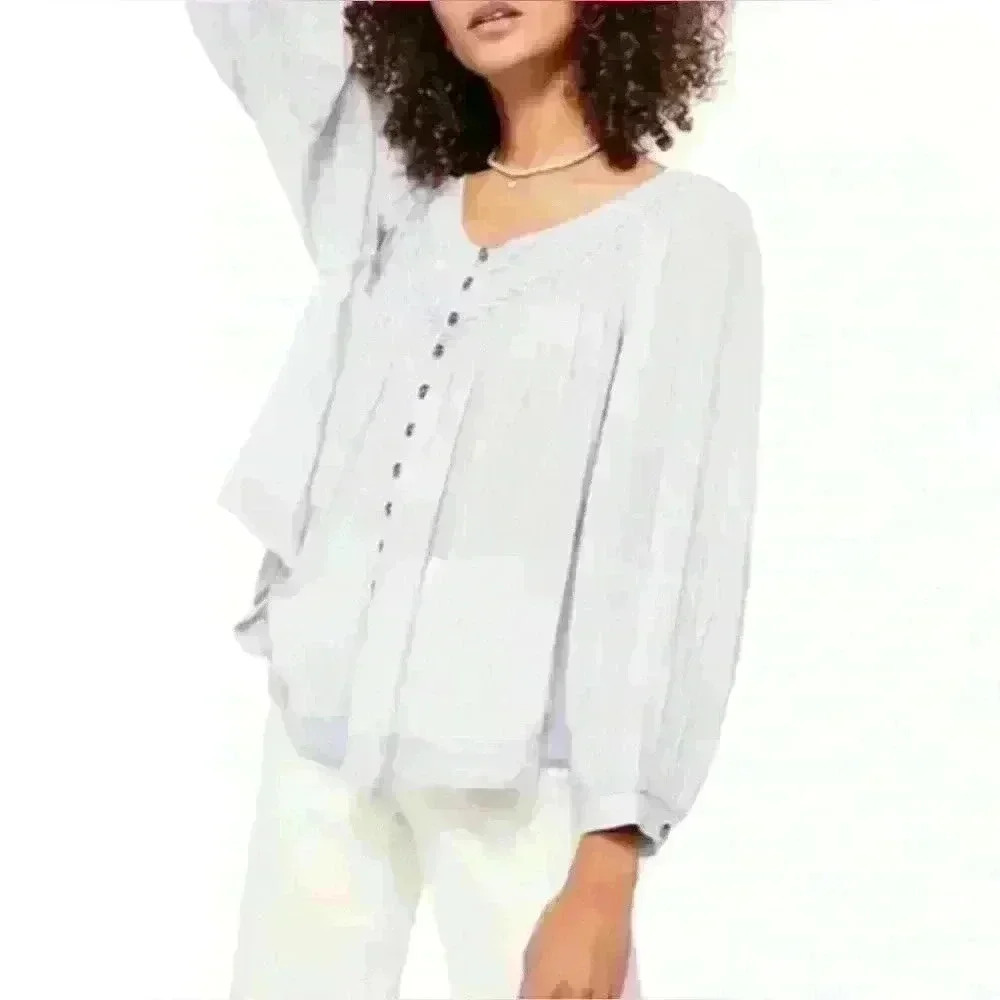 Free People We the Free Cool Meadow Peasant Blouse